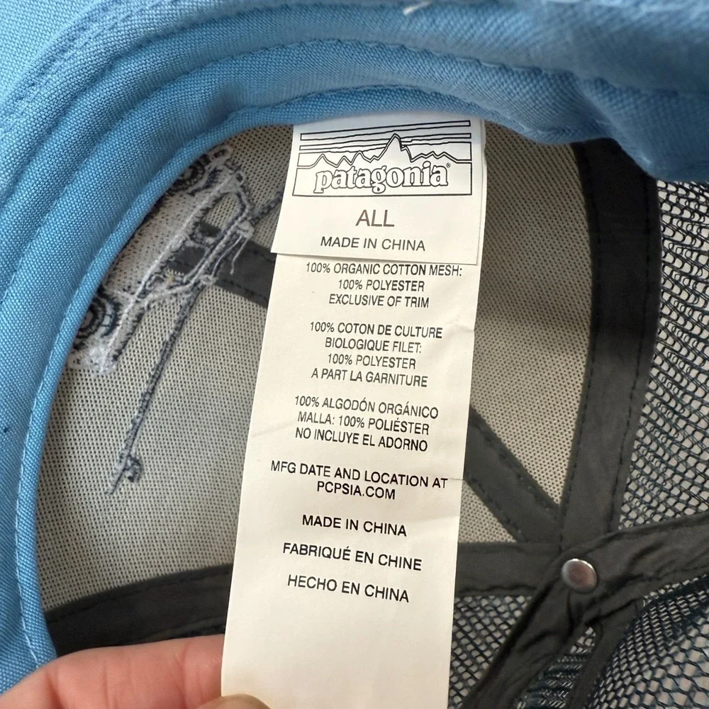 Patagonia Trucker Hat Surfboard Car Live‎ Simply Beige Blue Mesh Cap One Size OS